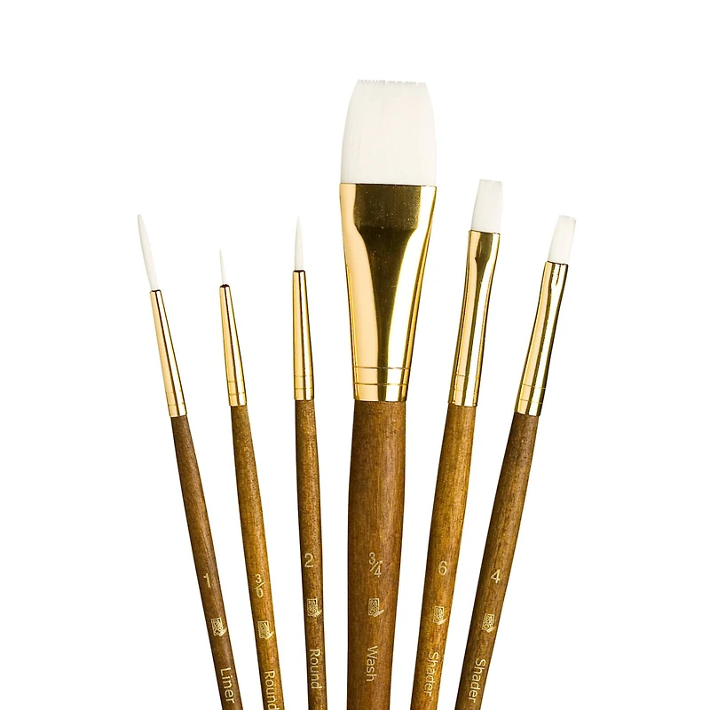 Princeton™ RealValue™ White Synthetic Taklon 6 Piece Brush Set