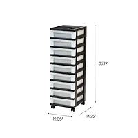 IRIS Black -Drawer Storage Cart with Organizer Top