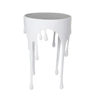 White Aluminum Drip Accent Table with Melting Designed Body