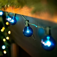 10-Count Blue G50 Globe Christmas Patio Lights- 9ft  Green Wire
