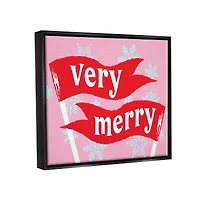 Stupell Industries Very Merry Bold Holiday Flags Framed Floater Canvas Wall Art