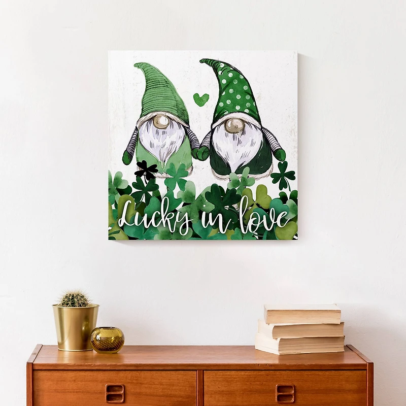 Lucky Love Gnomes 16" x 16" Canvas Wall Art