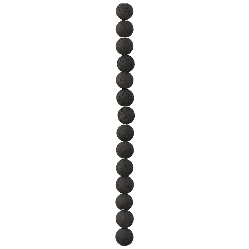 Black Lava Stone Lentil Beads, 12mm by Bead Landing™