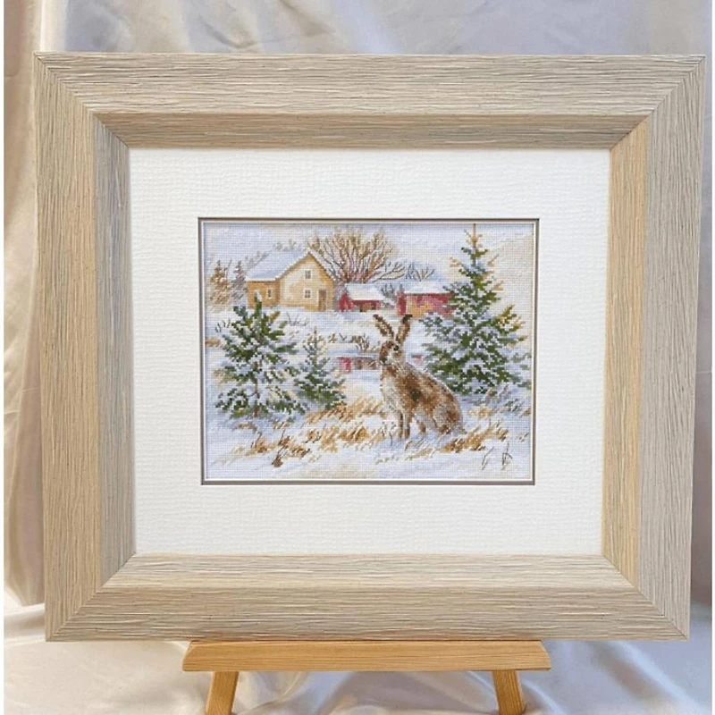 Alisa Winter Day Brown Hare Cross Stitch Kit