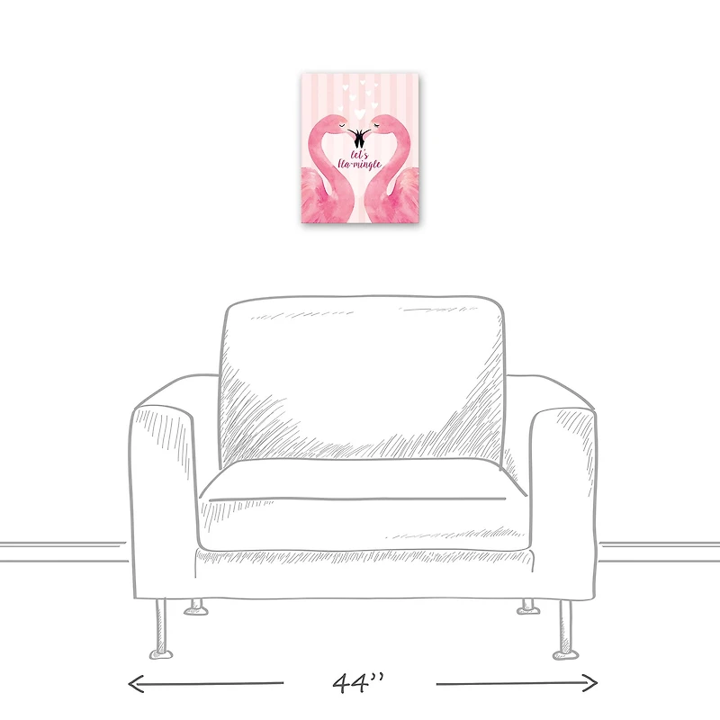 Flamingo Mistletoe Valentine's Canvas Wall Art