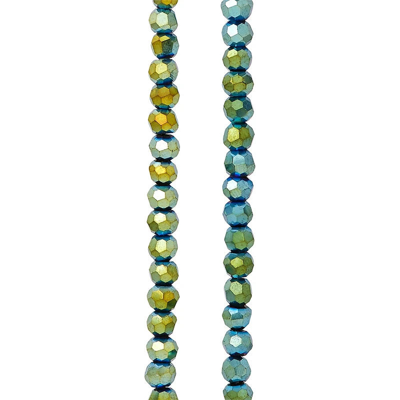 12 Pack: Green Iridescent Glass Faceted Beads, 3mm by Bead Landing™