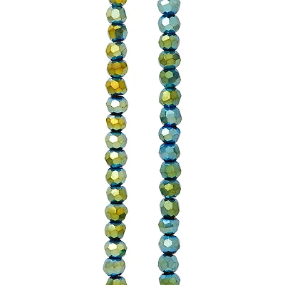 12 Pack: Green Iridescent Glass Faceted Beads, 3mm by Bead Landing™