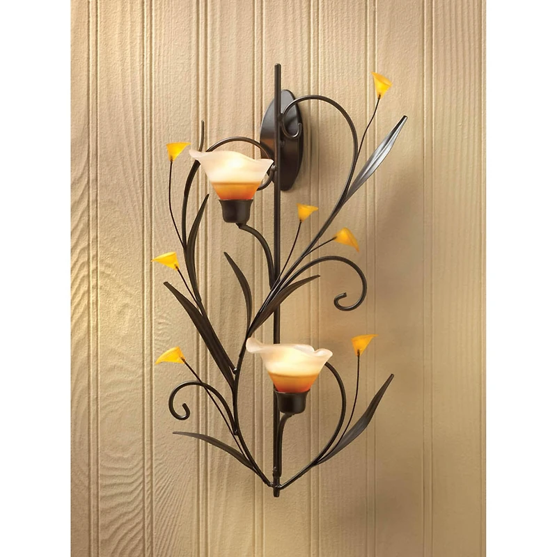 15" Amber Lilies Candle Wall Sconce