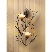 15" Amber Lilies Candle Wall Sconce