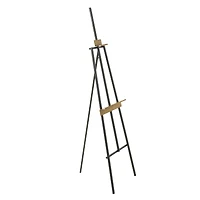 56.25" Black Metal Painter's Inspired 3-Tier Display Easel with Gold Accents
