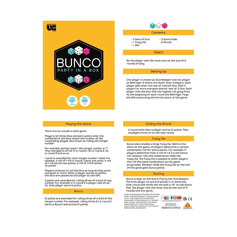 Bunco Party in a Box