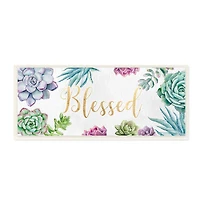 Stupell Industries Chic Blessed Expression Purple Succulent Greenery, 7" x 17"