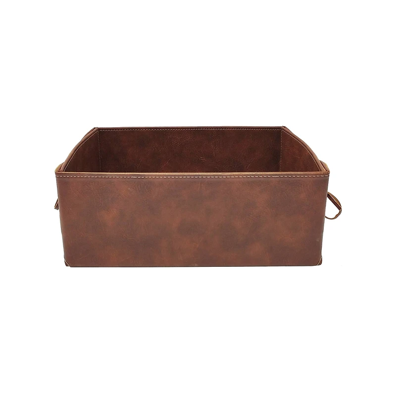 Large Warm Brown Decorative Faux Leather Bin by Ashland®