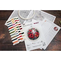 Luca-S Composition with Poppies Counted Cross Stitch Kit with Display Hoop