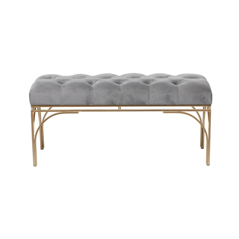 Grey Metal Glam Bench, 19" x 39" x 17"