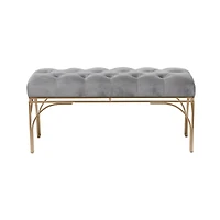 Grey Metal Glam Bench, 19" x 39" x 17"