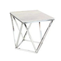 Silver Marble & Stainless Steel Modern Accent Table
