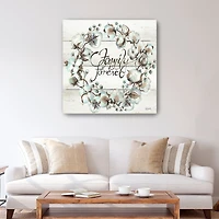 Cotton Boll Family Wreath Canvas Giclee
