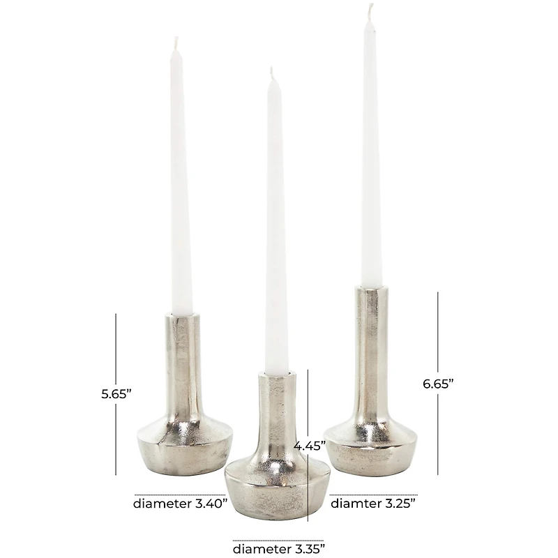 Silver Aluminum Candle Holder with Rounded Base Set