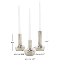 Silver Aluminum Candle Holder with Rounded Base Set