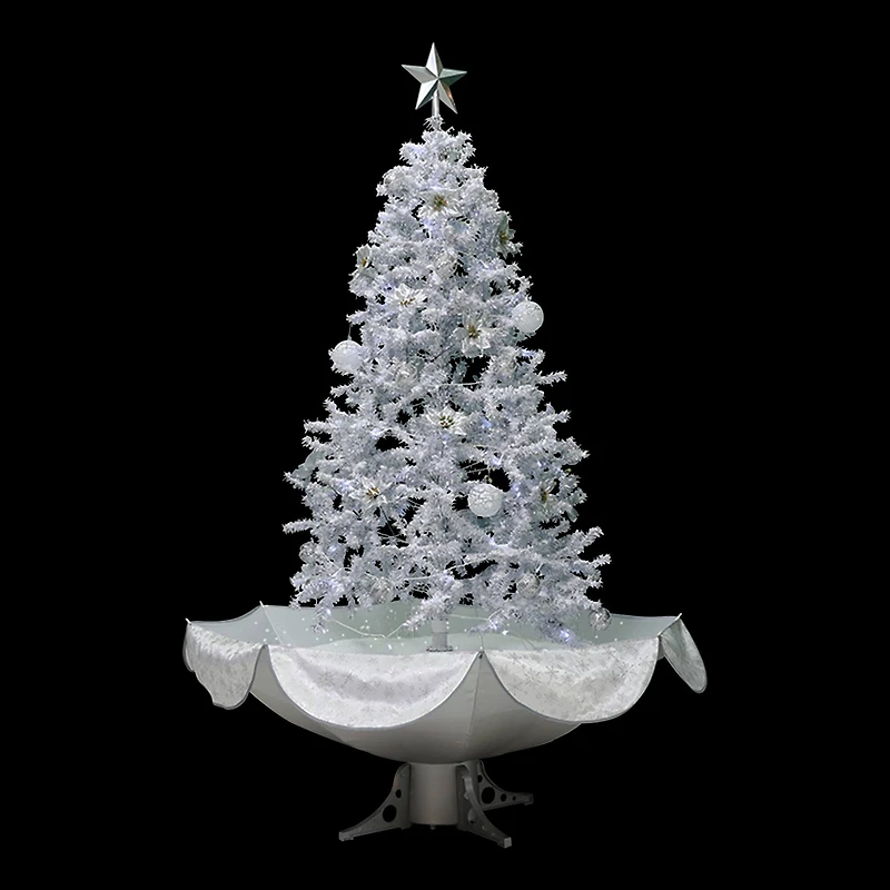 6ft. Pre-Lit Musical Snowing Artificial Tinsel Christmas Tree, White LED Lights