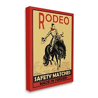 Stupell Industries Rodeo Safety Matches Cowboy Bucking Bronco Red Yellow Canvas Wall Art