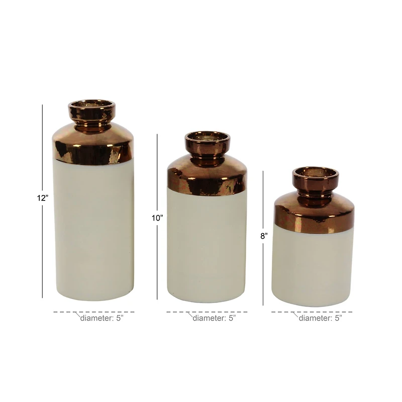 CosmoLiving by Cosmopolitan White Ceramic Contemporary Vase Set