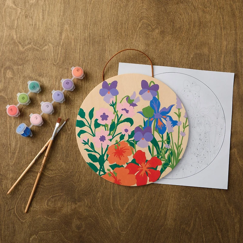 Flowers Paint-by-Number Round Plywood Surface Kit by Artist's Loft®
