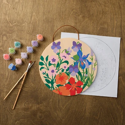 Flowers Paint-by-Number Round Plywood Surface Kit by Artist's Loft®