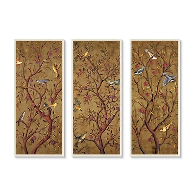 Stupell Industries Regal Plum Tree Vintage Perched Birds Wood Wall Plaque