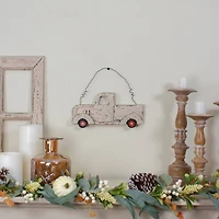 White Wooden Pick Up Truck Fall Harvest Hanging Wall Décor