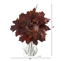 10" Autumn Maple Leaf Plant in Glass Planter