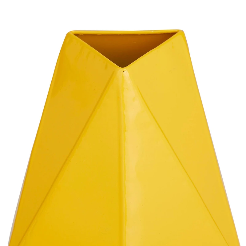 CosmoLiving by Cosmopolitan Yellow Iron Contemporary Vase, 12" x 10"