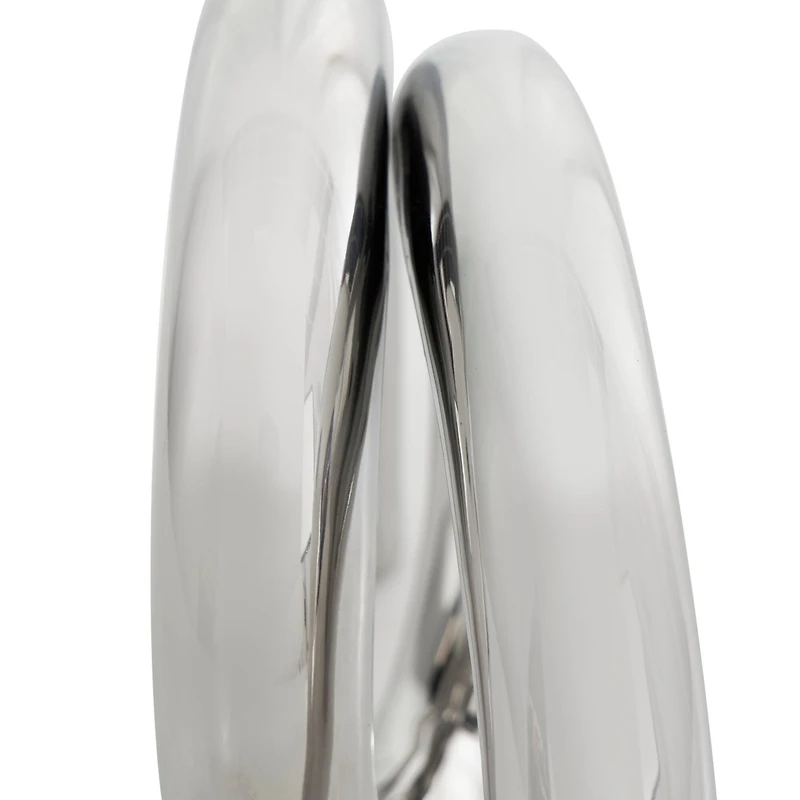 11.5" Silver Ceramic Abstract Rounded Loop Sculpture