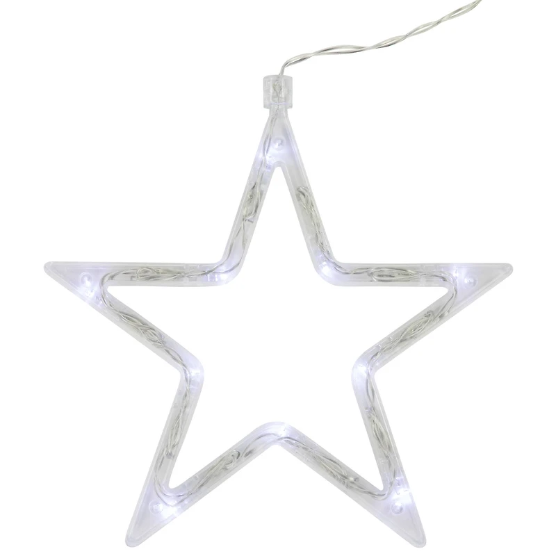 Christmas Stars Icicle Lights - 8.25' - Pure White LED Lights - Clear Wire - 12ct