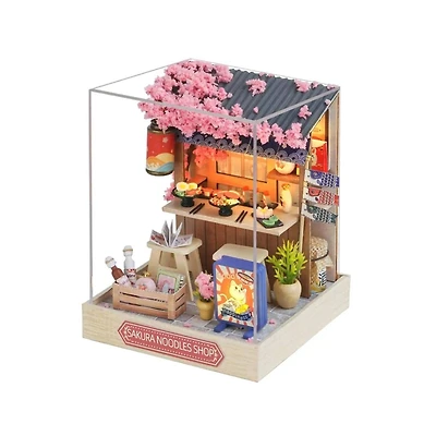 Wizardi Sakura Noodles Shop Miniature Dollhouse Roombox Kit