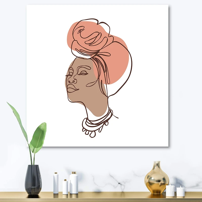 Designart - One Line Portrait of African American Woman IV