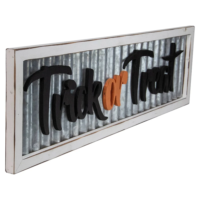 27.5" Silver "Trick or Treat" Halloween Wood Wall Sign