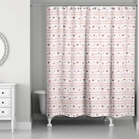 Multi Heart Stripes Pattern 71" x 74" Shower Curtain