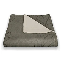 Leaf Patterned Coral Fleece Blanket