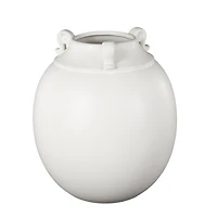 11" White Ceramic Minimalistic Vase with Scroll Handles