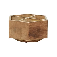 10" Natural Brown Wood Rustic Lazy Susan Caddy