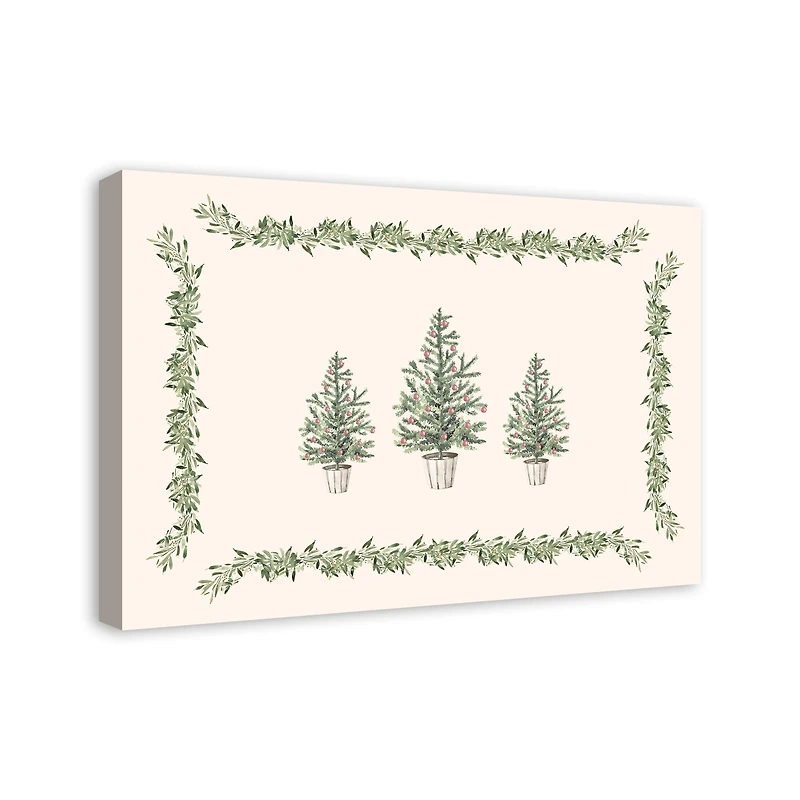 Garlan Border Christmas Tree Canvas Wall Art