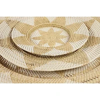 Light Brown Palm Wood Traditional Abstract Wall Decor Set