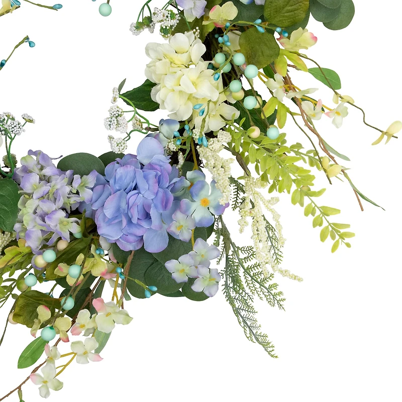 26" Eucalyptus, Hyacinth, Hydrangea & Fern Artificial Spring Wreath