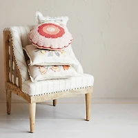 Hello Honey® 18" Pink & Orange Crocheted Pillow with Scalloped Edge