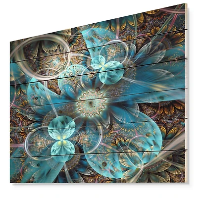 Designart - Fractal Blue Flowers
