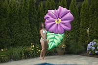 6ft. Inflatable Green & Pink Hibiscus Flower Pool Float