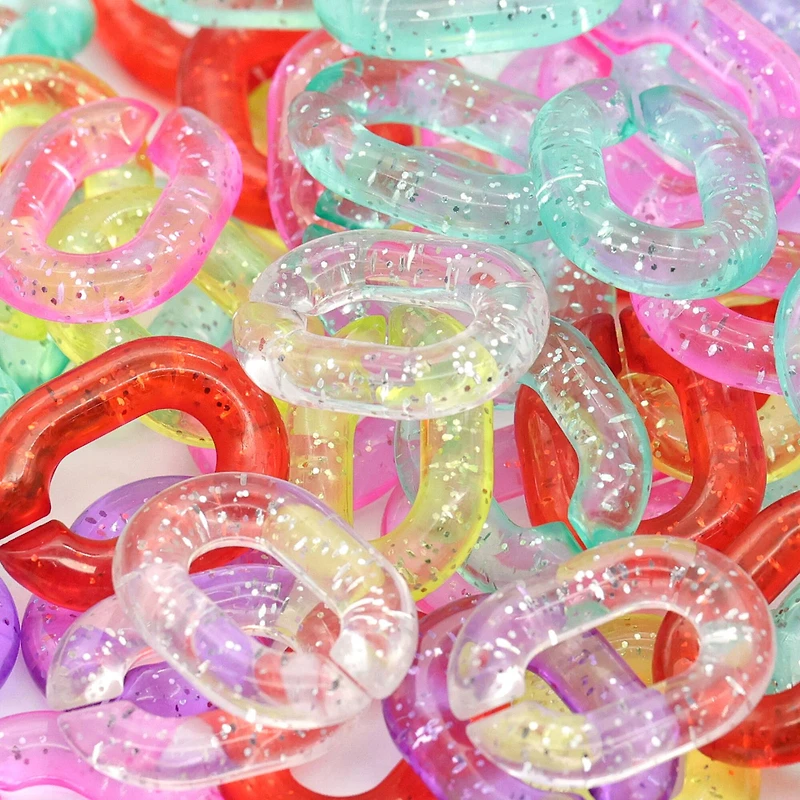 Transparent Glitter Plastic Chain Links by Creatology™