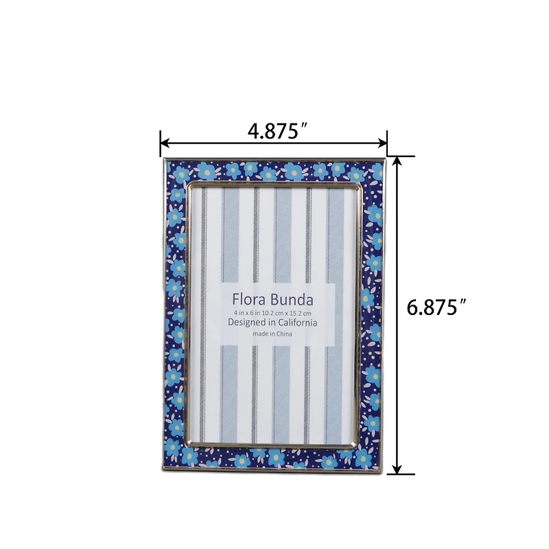 Flora Bunda 4" x 6" Blue Floral Aluminum Picture Frame